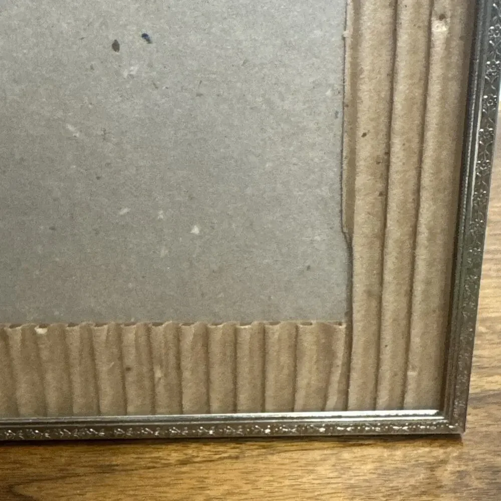 Vintage Metal Picture Frame Glass Easel Gold Tone Ornate Design 8x10 MCM Decor
